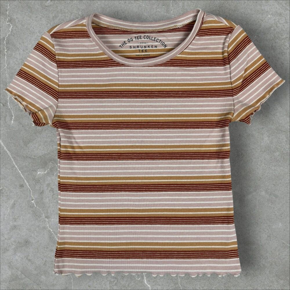 Aeropostale The OG Collection Shrunken Micro Babydoll Top Ruffled Sleeves -Small